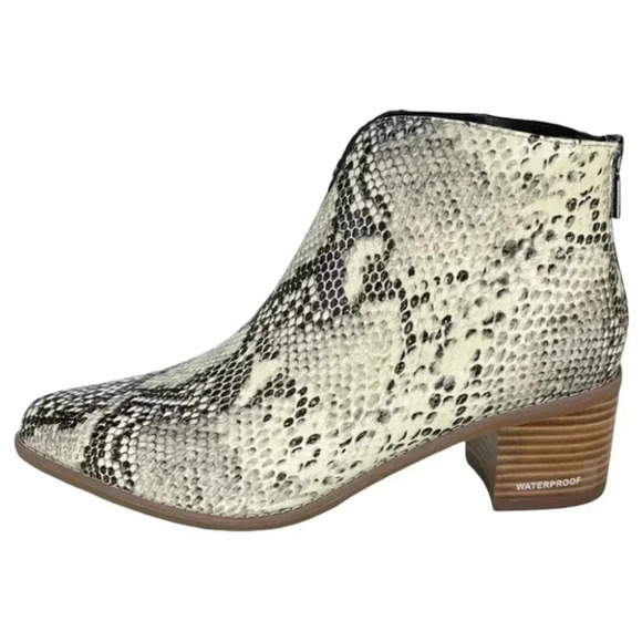 Aqua College Emily Leather Snake Print Waterproof Womens Booties Size 7.5M - Picture 3 of 14